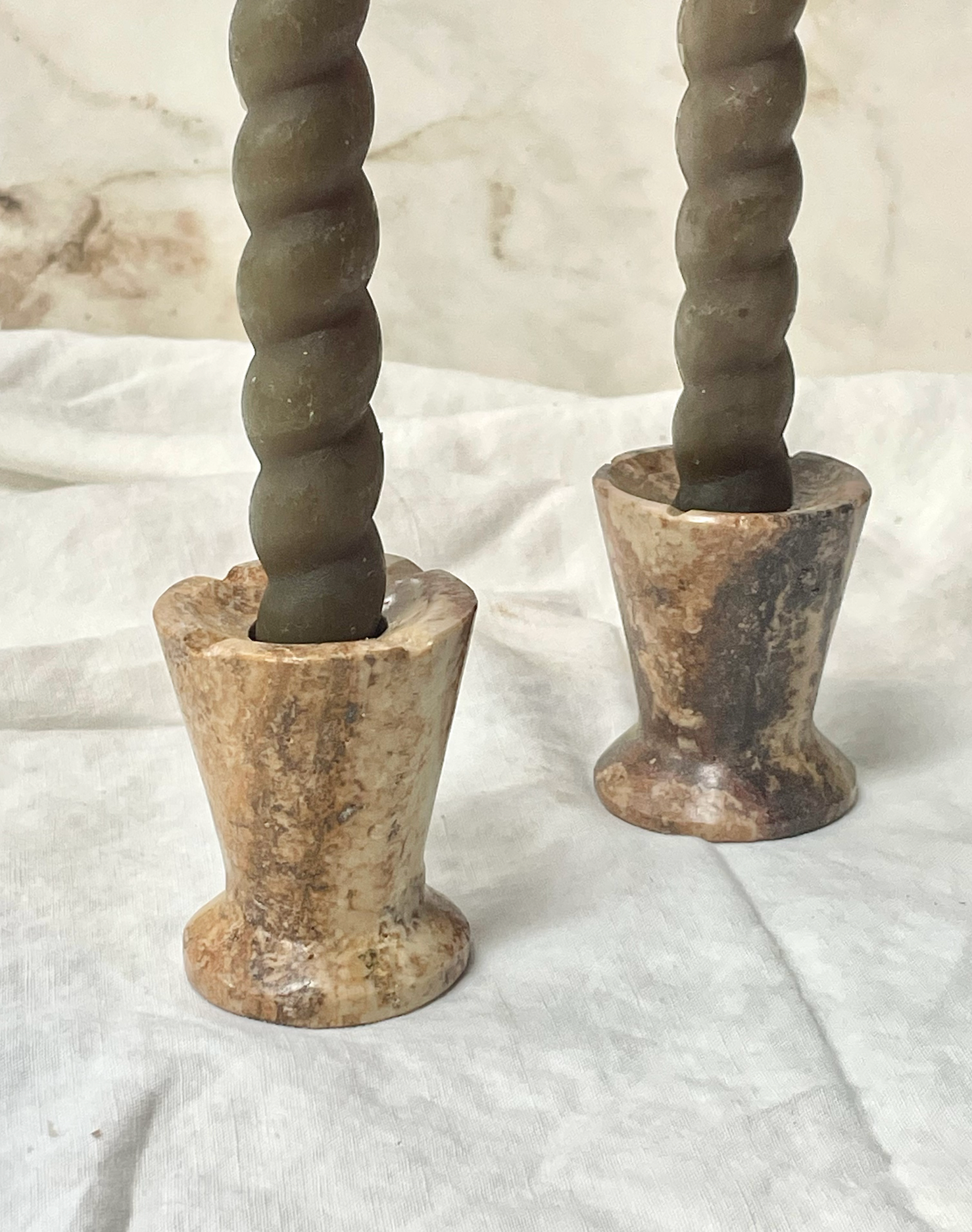 Rust Travertine Candle Holder