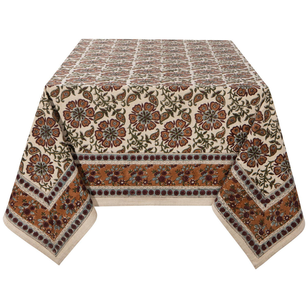 Elysian Block Print Tablecloth: 60 x 90 inch