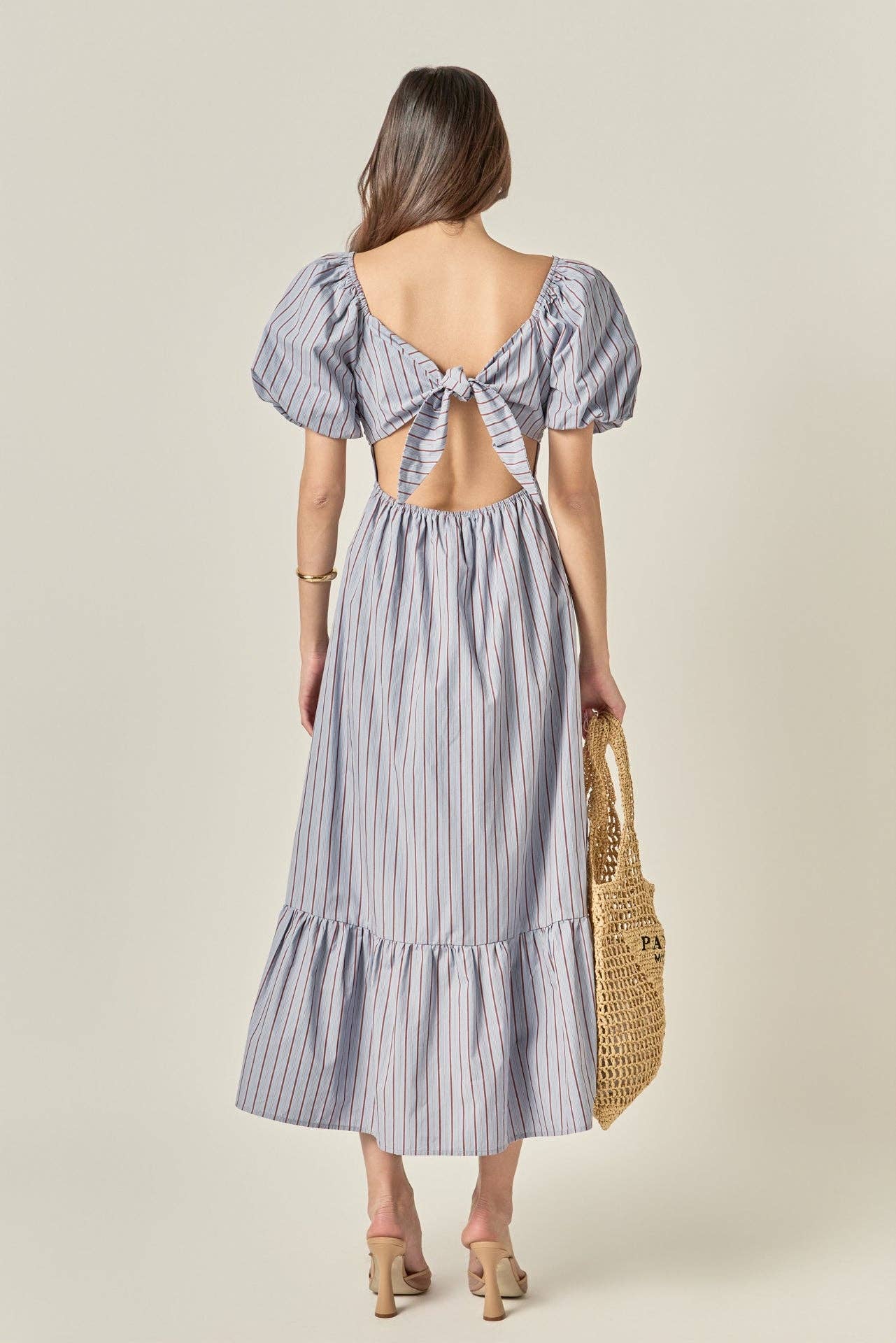 Striped Tie Back Maxi Dress