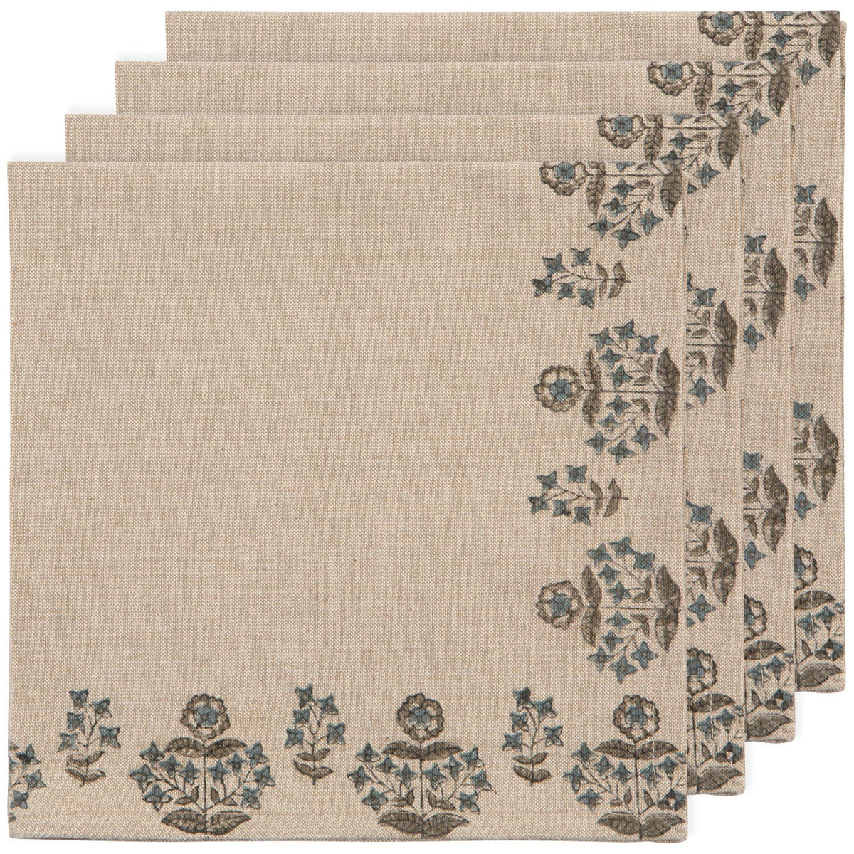 Salvia Block Print Napkins: Set of 4