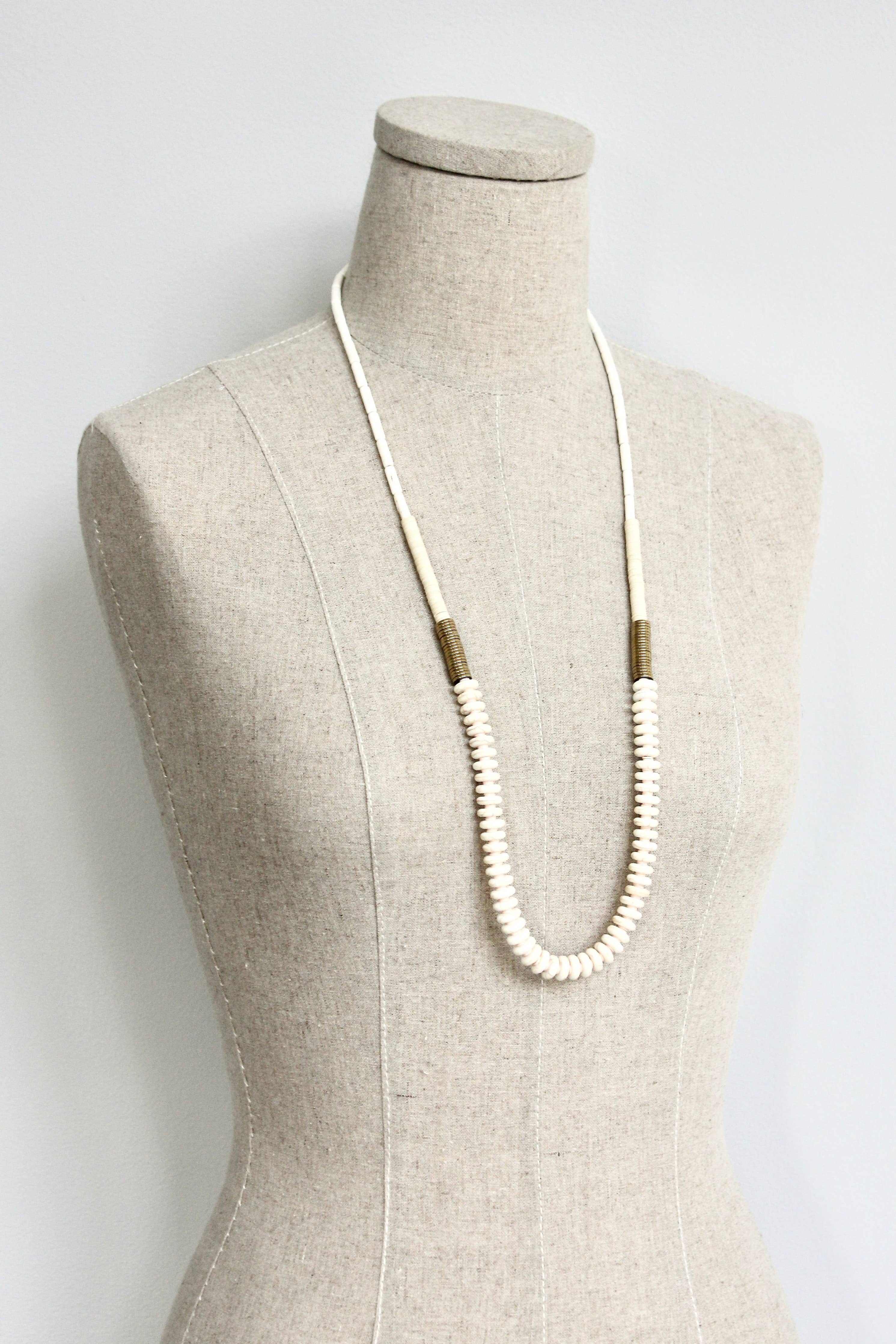 White & Gold Disc Necklace