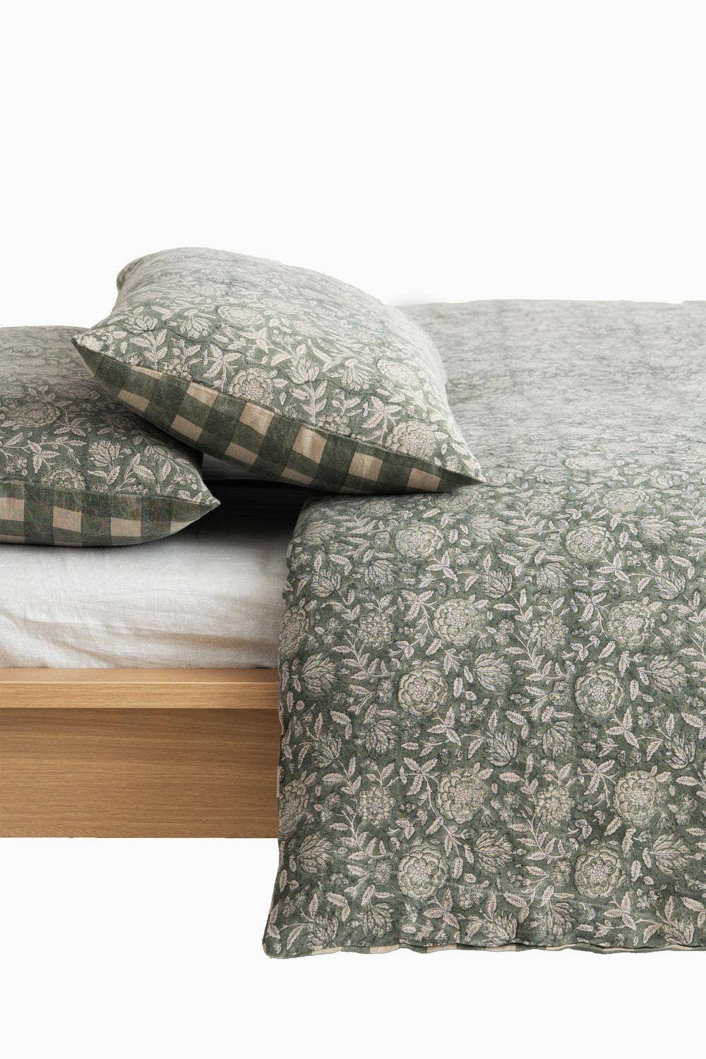 Sorrel Block Printed Linen Duvet Cover Set