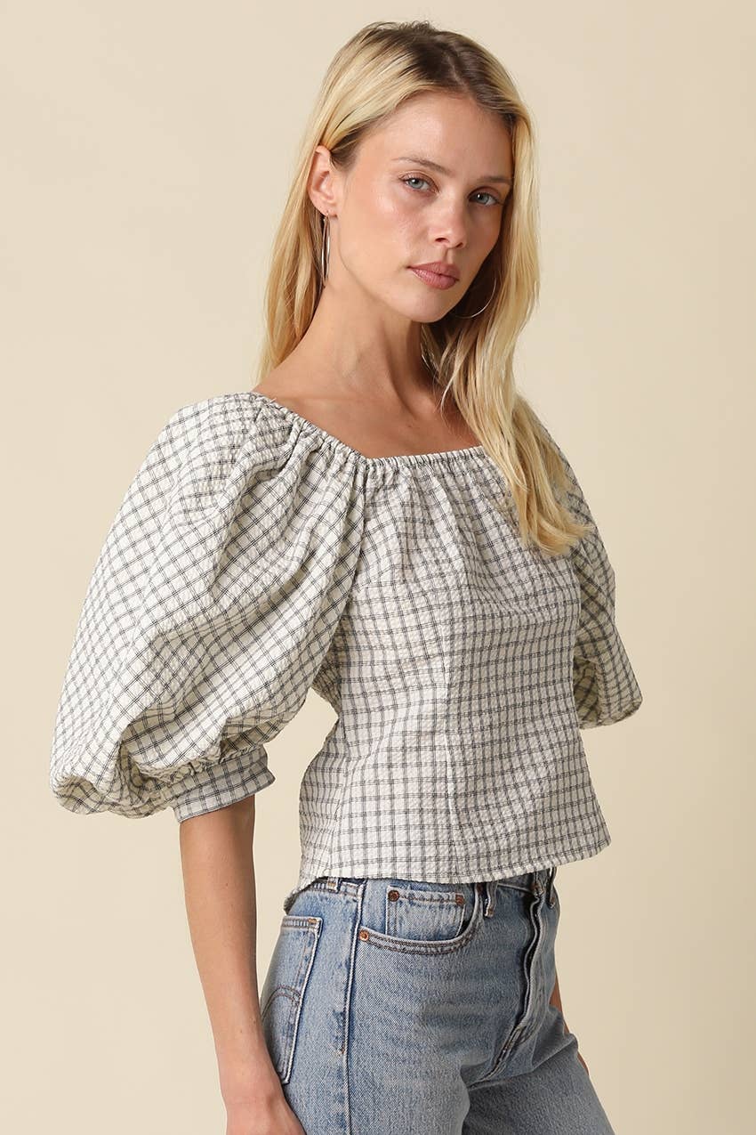 Eleanor Gingham Puff Sleeve Top