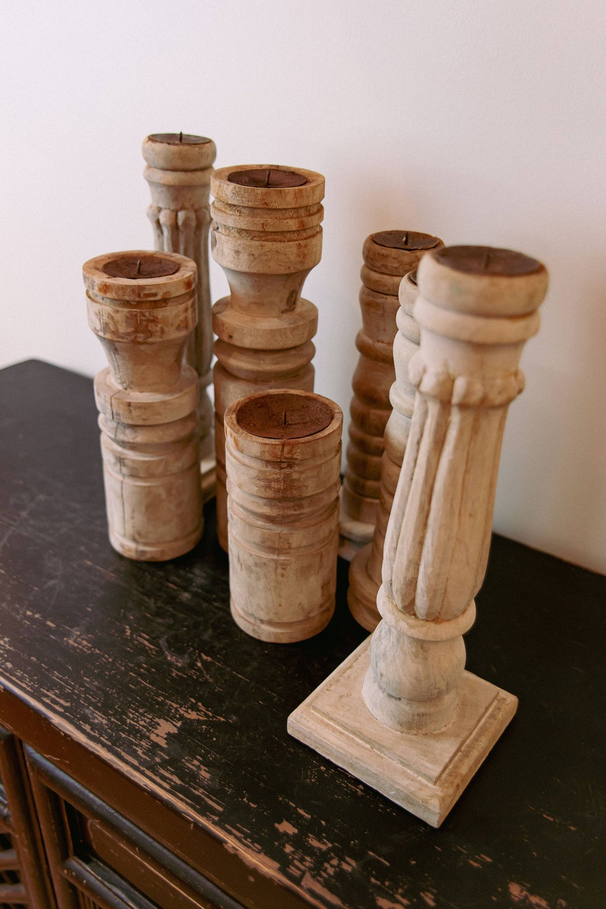 Vintage Wood Candle Holder