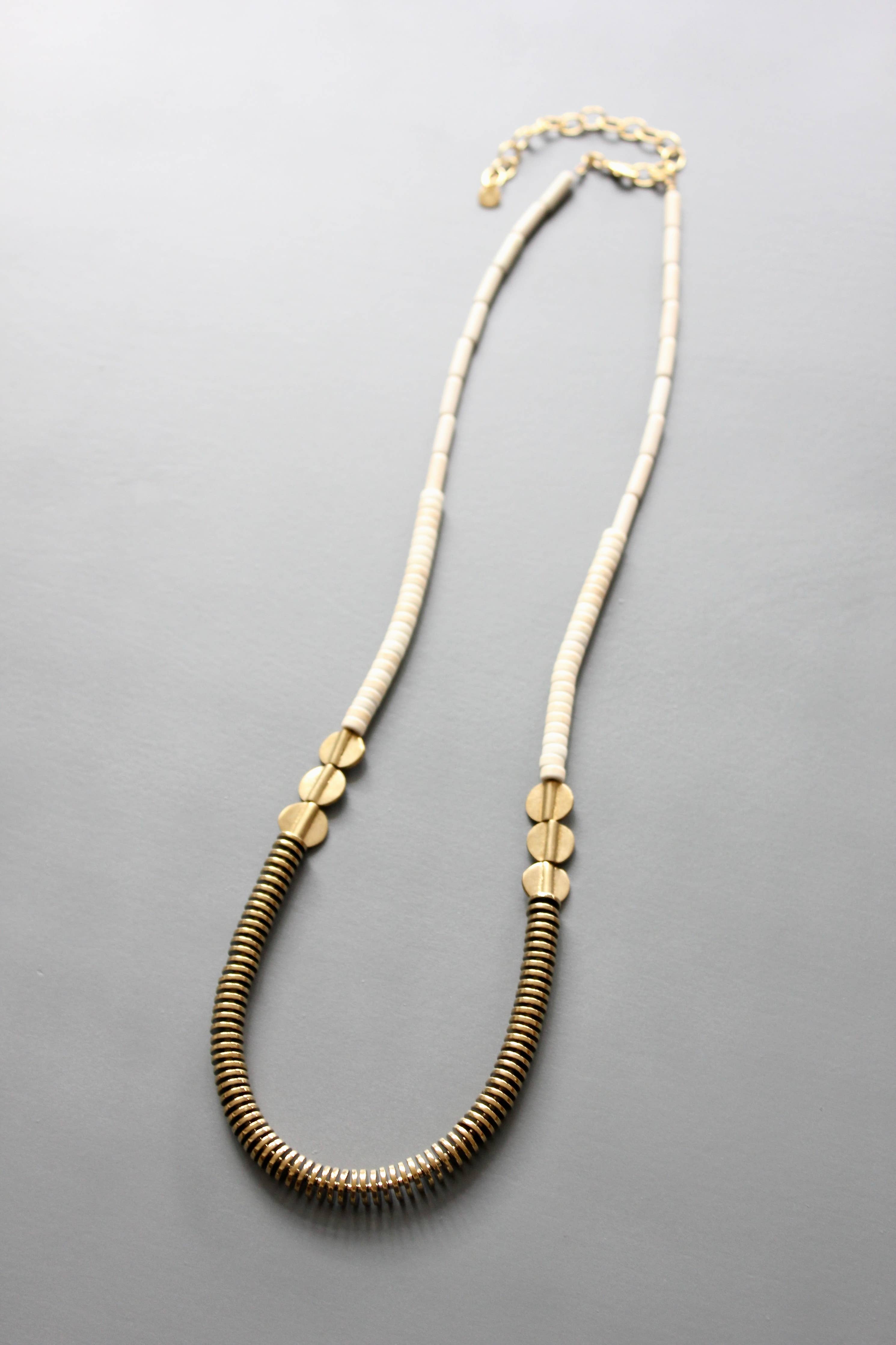 Gold & White Hematite Necklace