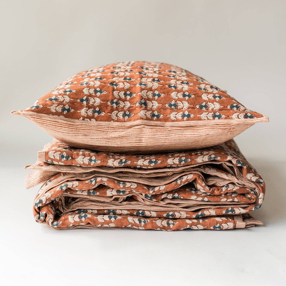 King Blossom Block Print Quilt: Sierra
