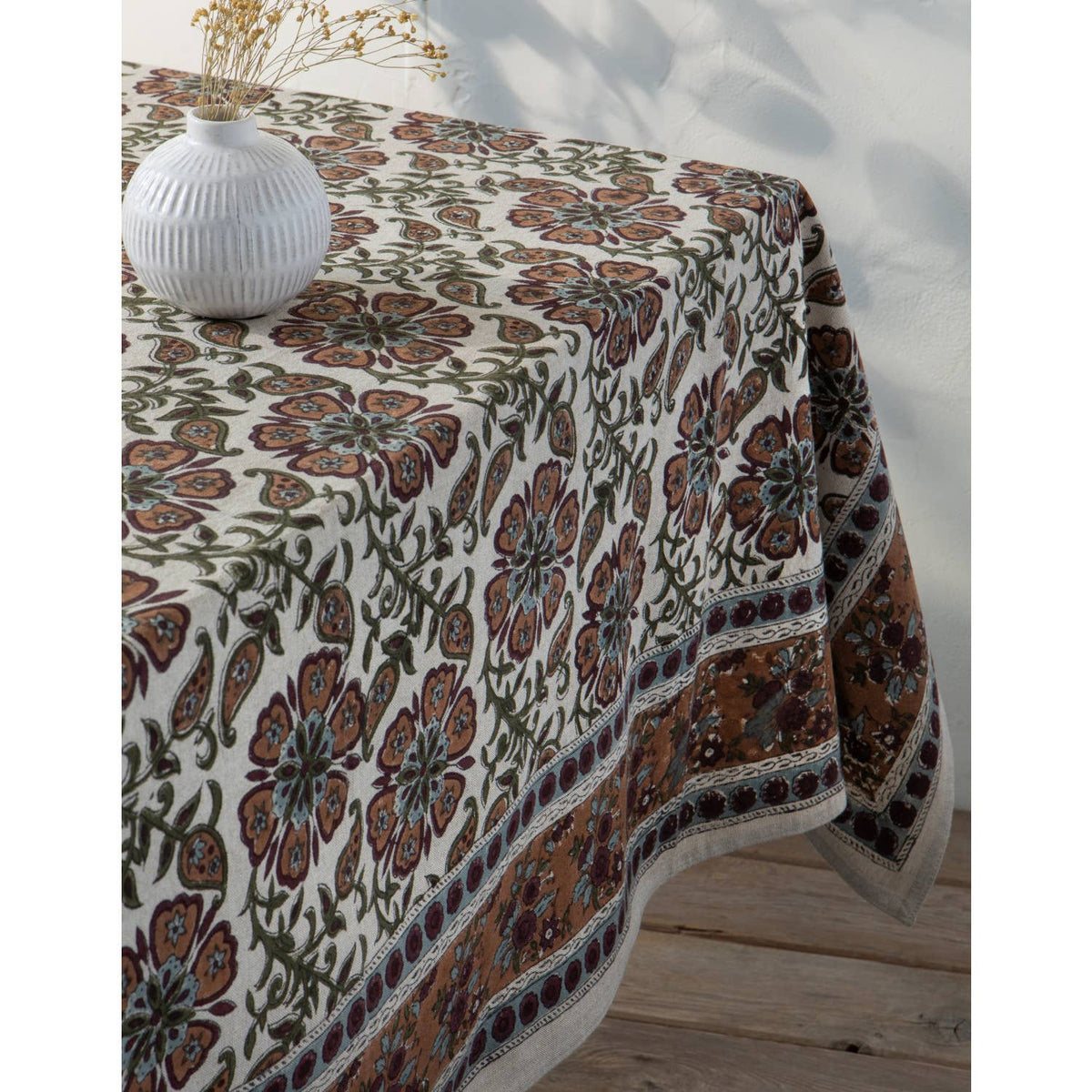 Elysian Block Print Tablecloth: 60 x 90 inch
