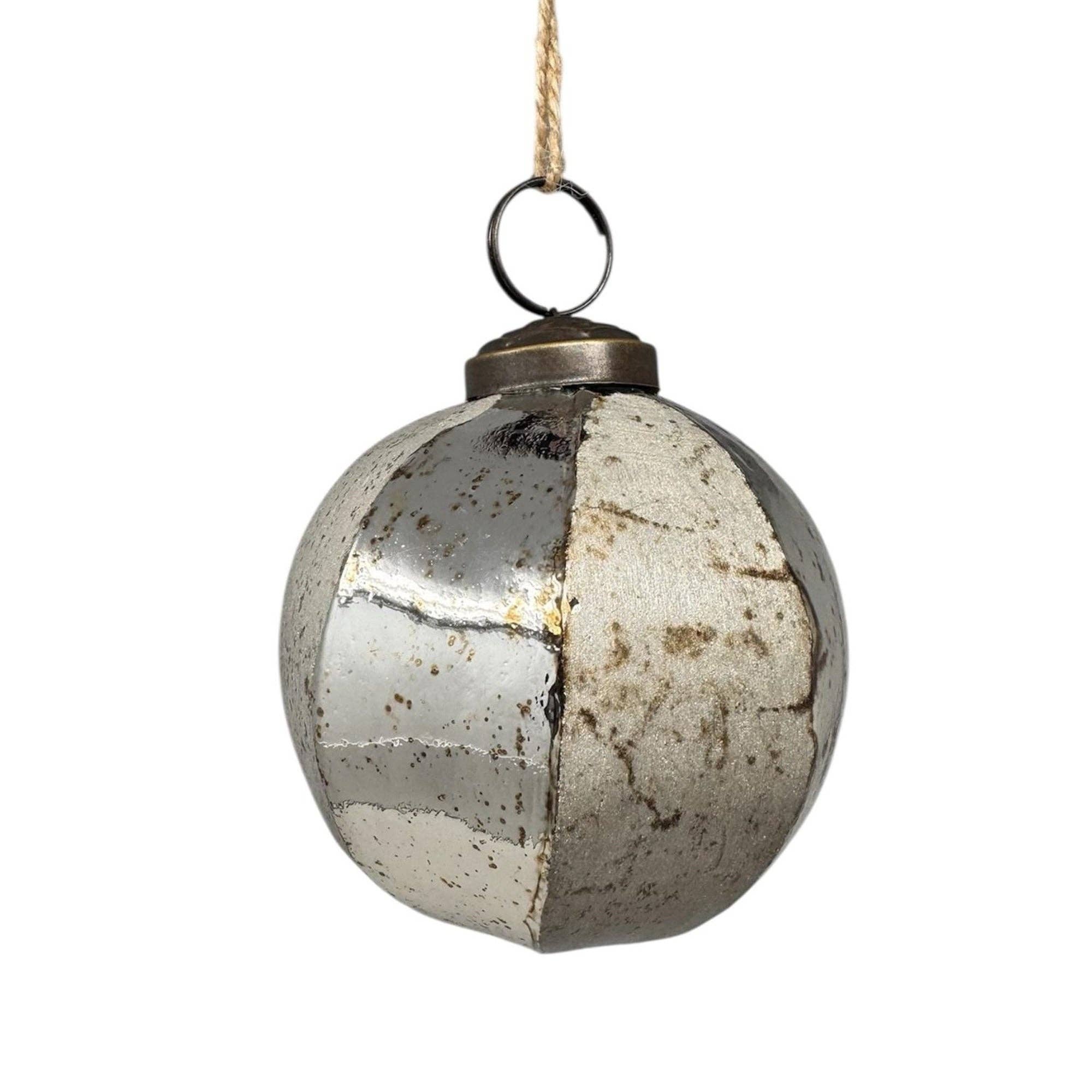 Hand Etched Hexagon Glass Ornament: 3"