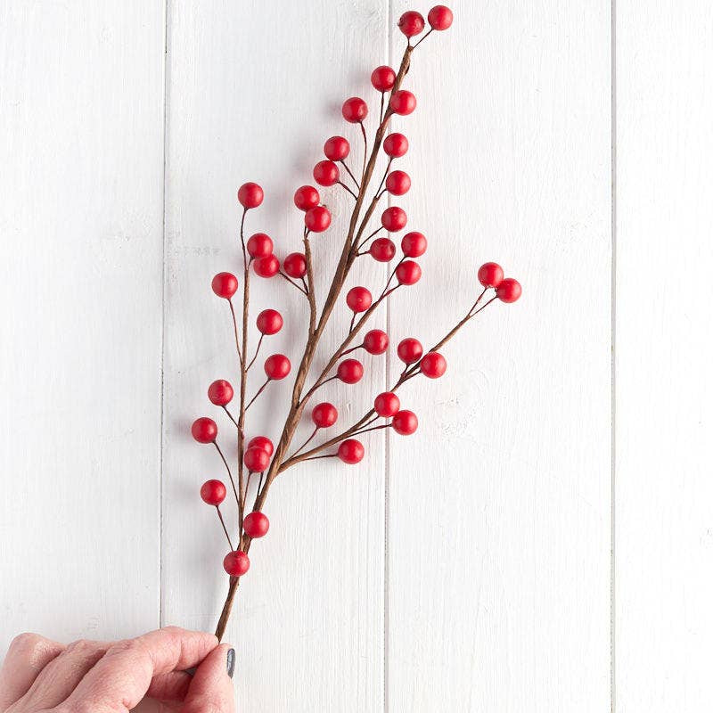 Red Artificial Berry Stem: 22"