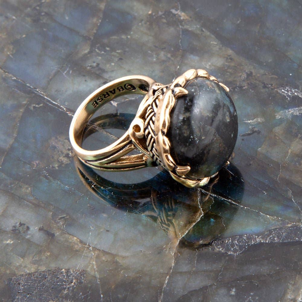 Labradorite Statement Ring: Size 6