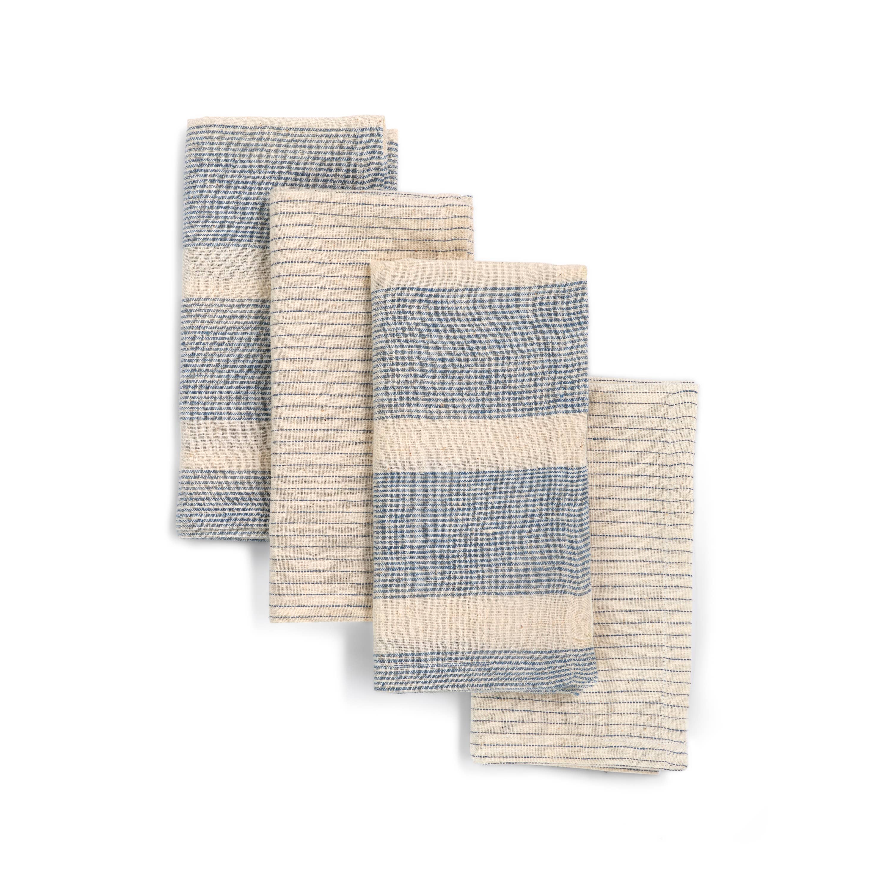 Blue Handwoven Organic Cotton Napkins: Set of 4