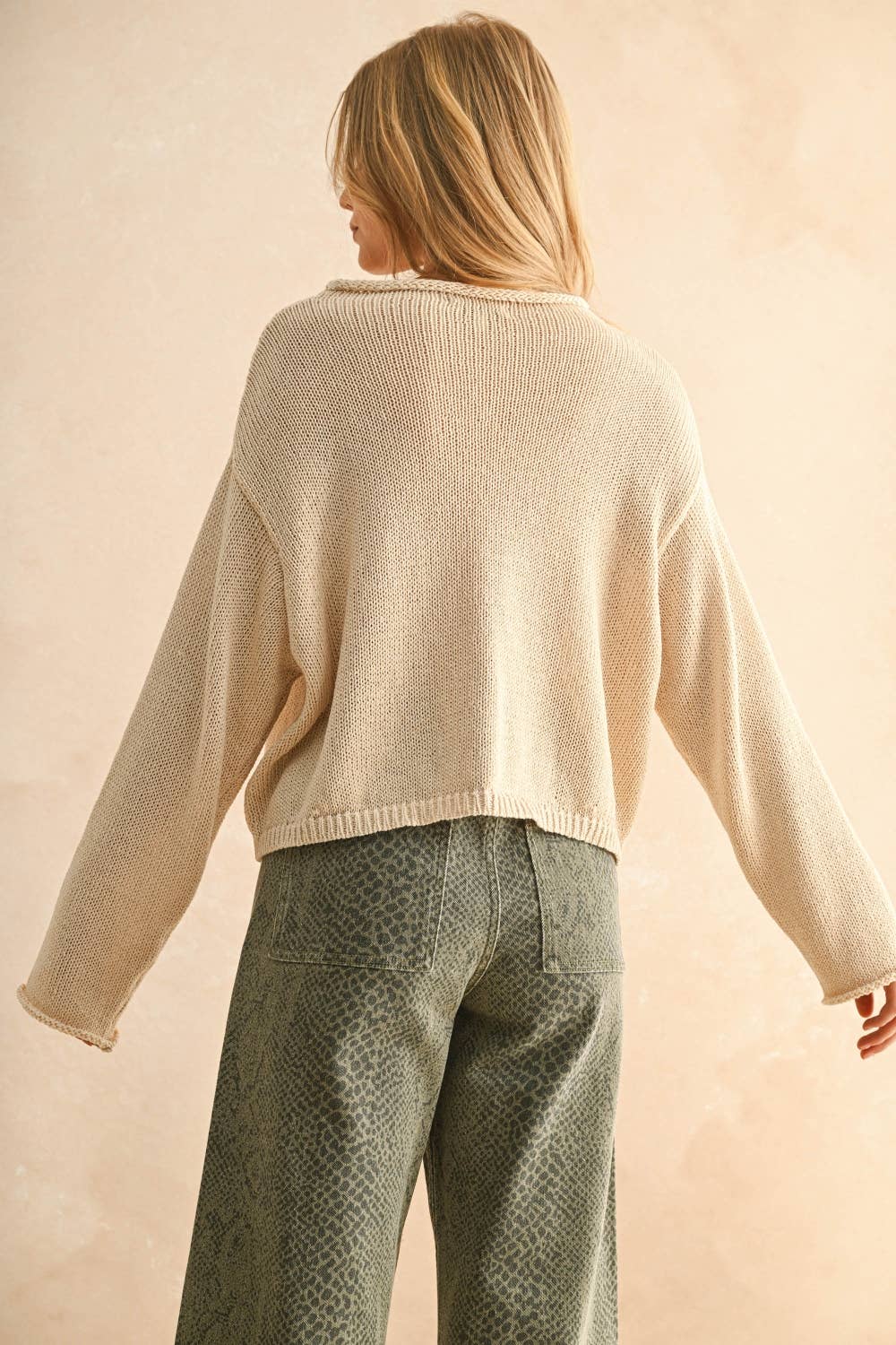 Lightweight Button Cardigan: Cream