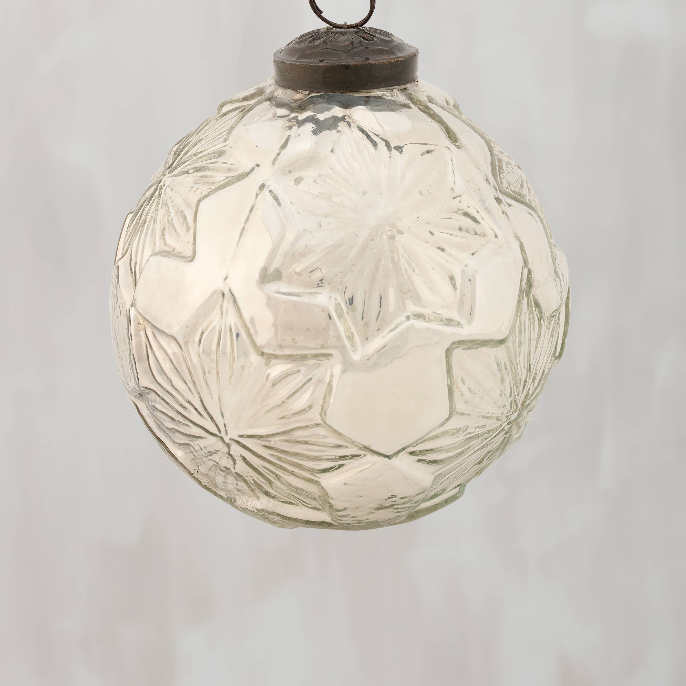 Silver Snowflake Glass Ornament