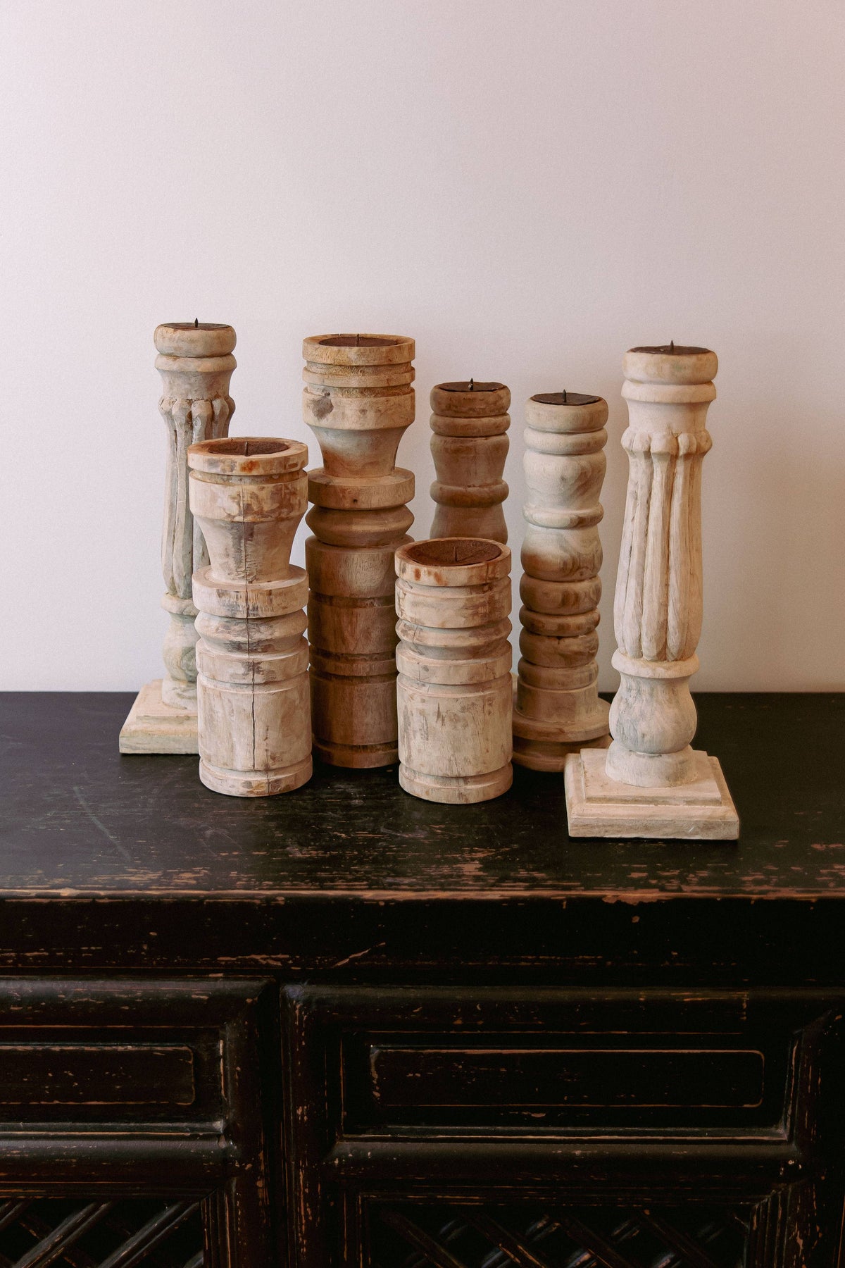 Vintage Wood Candle Holder