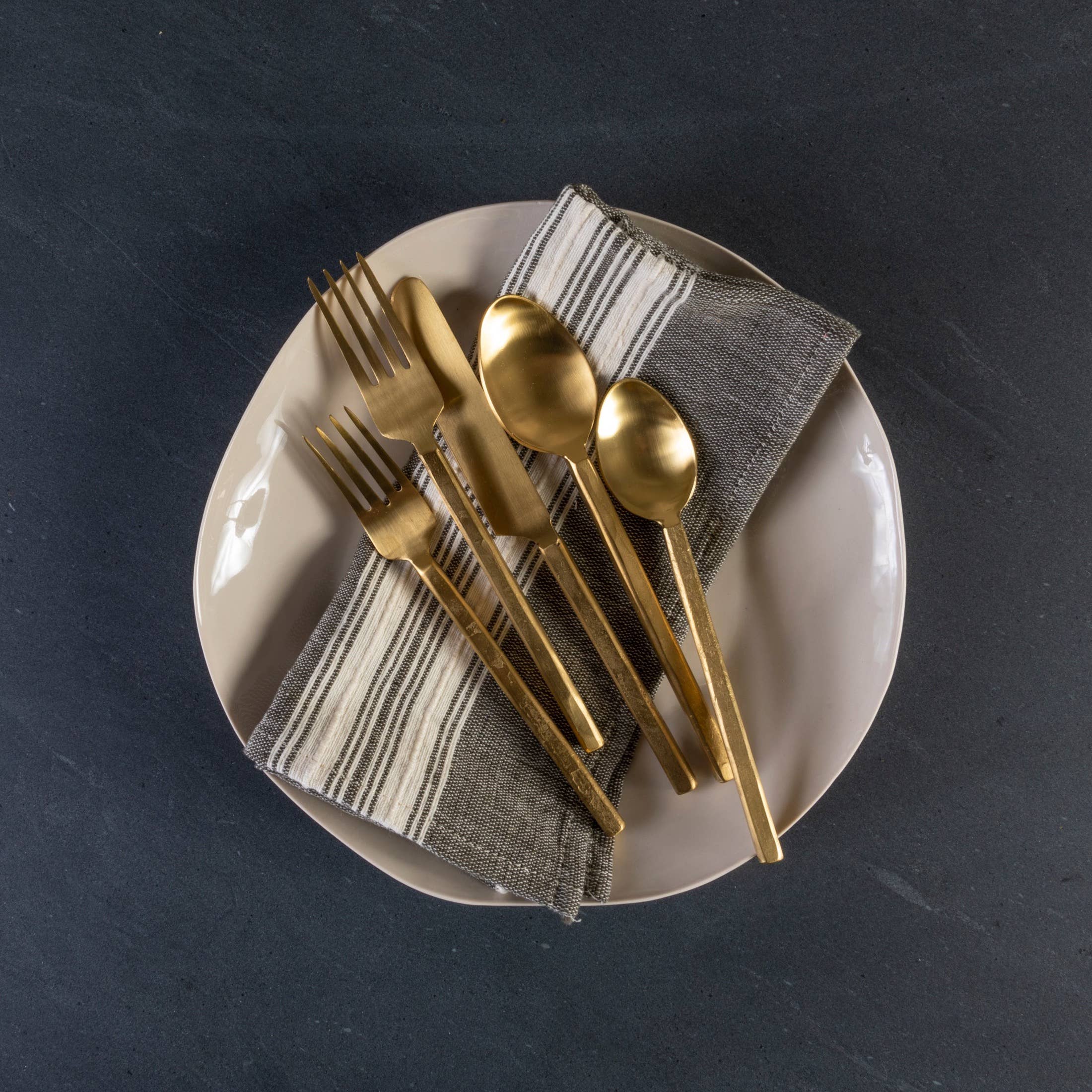 Handmade Gold Flatware Set: Set of 5