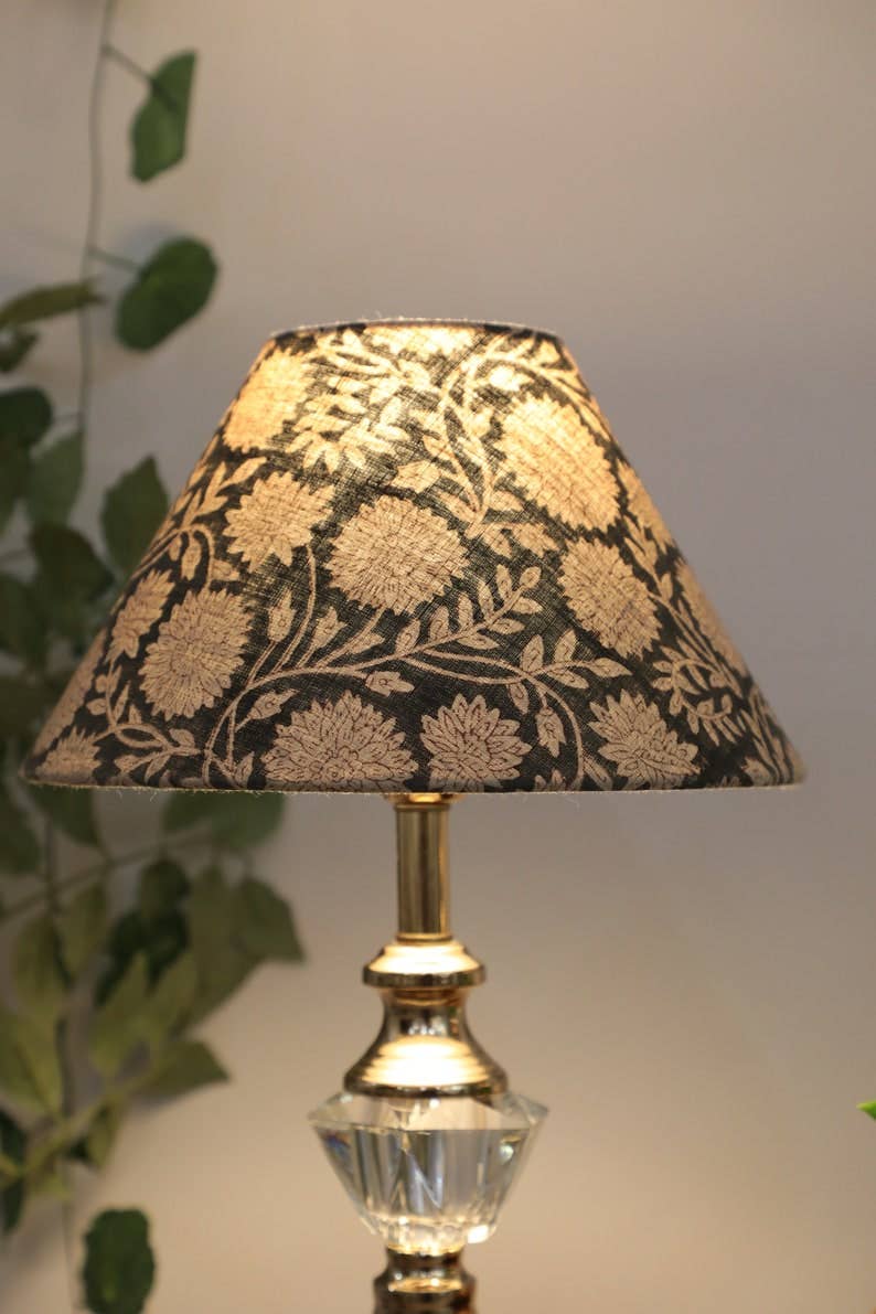 Block Print Lampshade: Blue