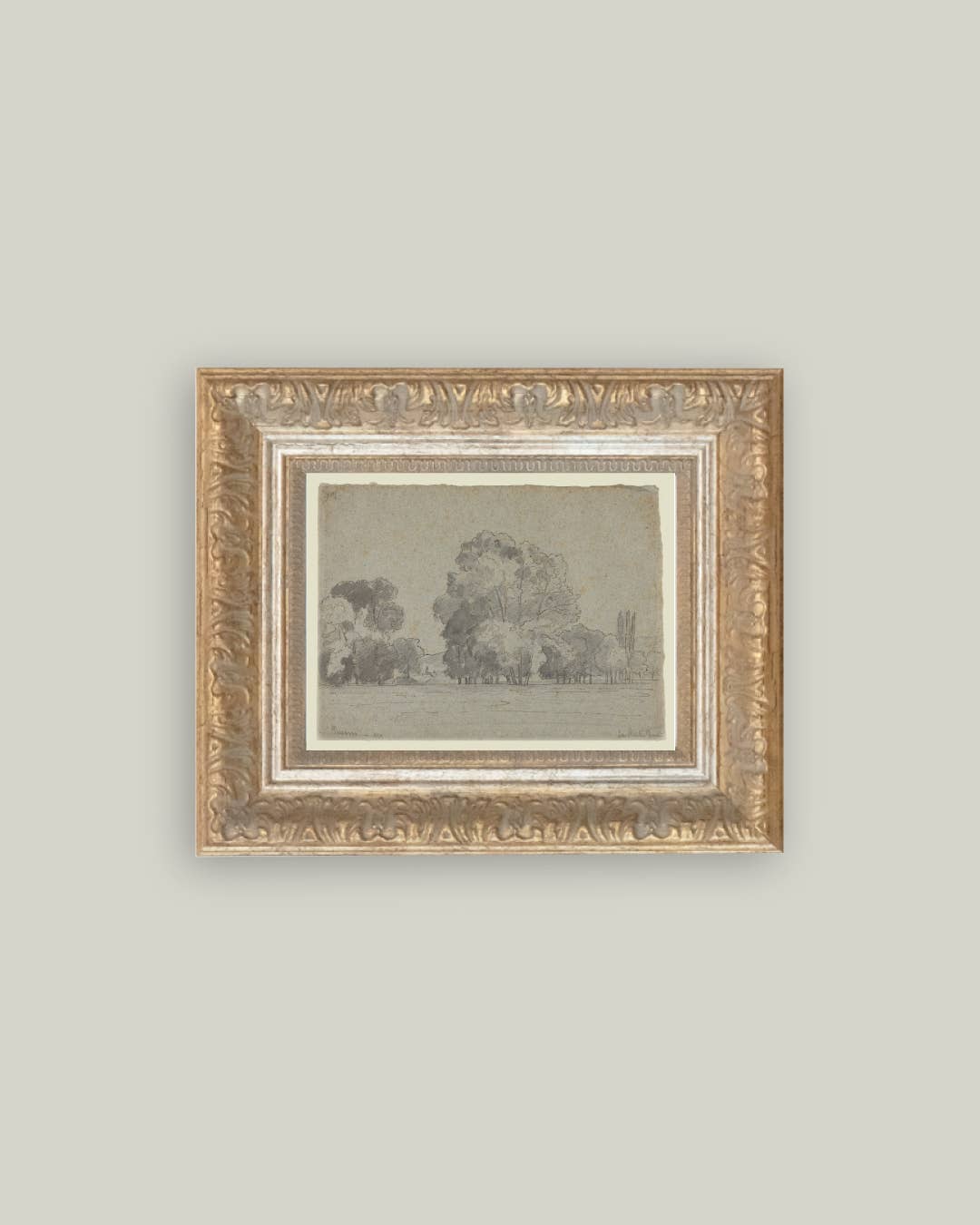 Grove Of Trees Framed Antique Art: 12x10