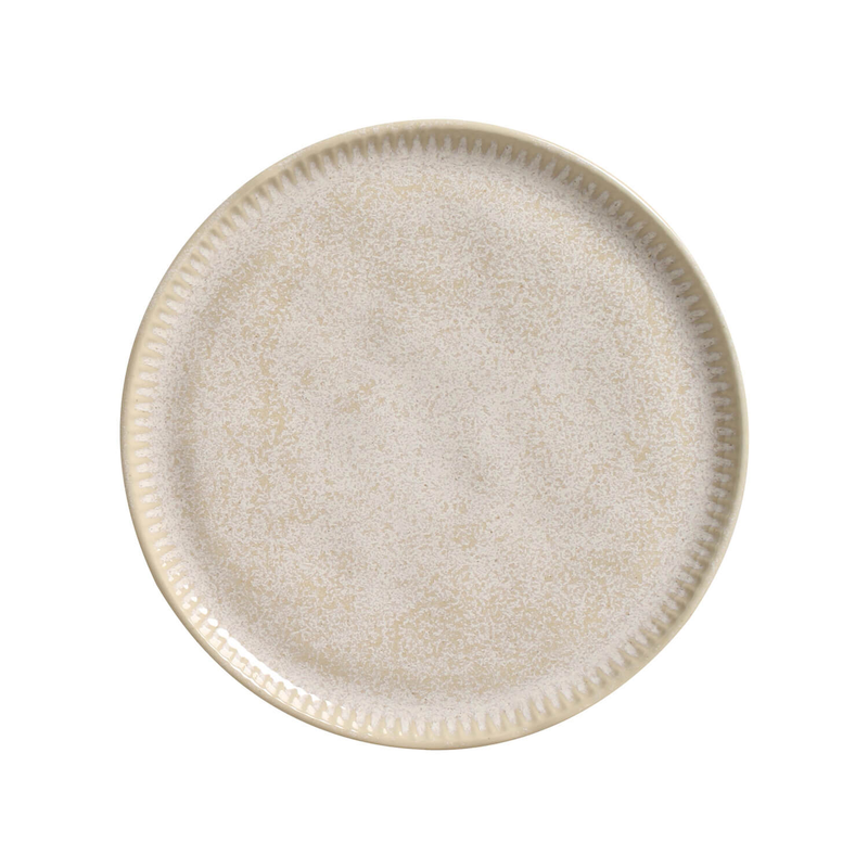 Linhas Stoneware Dessert Plate: Latte