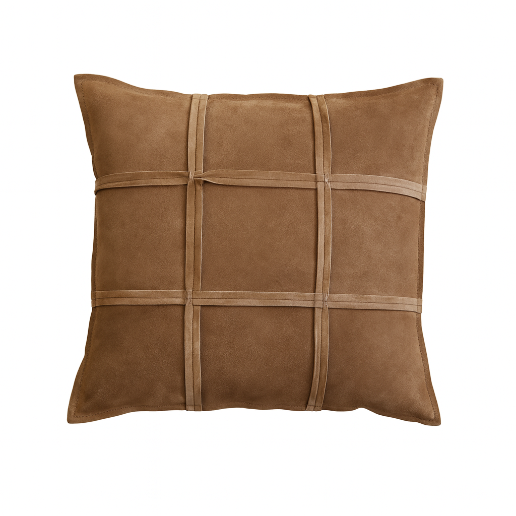 Sonia Brown Suede Pillow: 22" x 22"