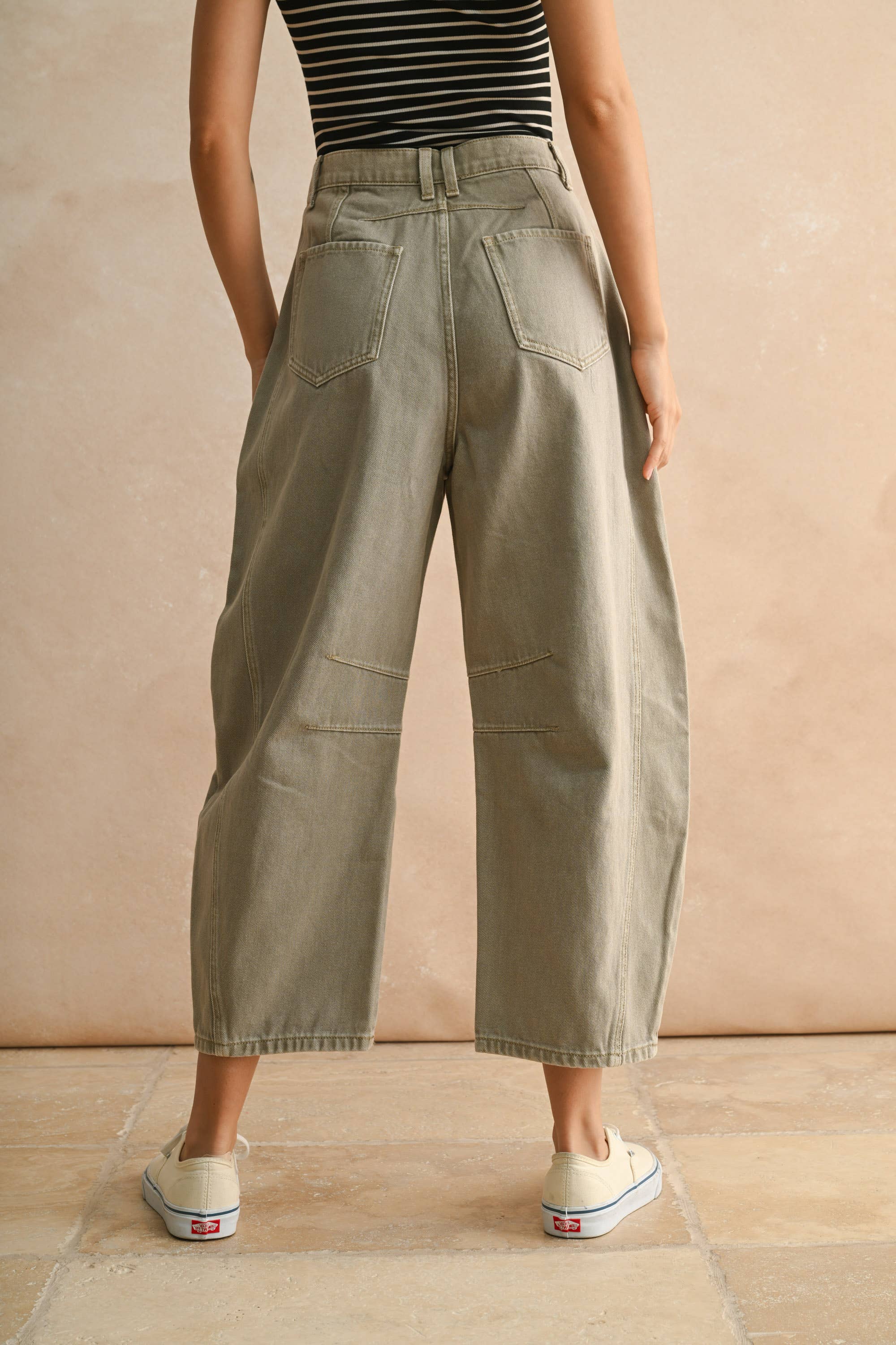 Barrel Denim Pants: Stone