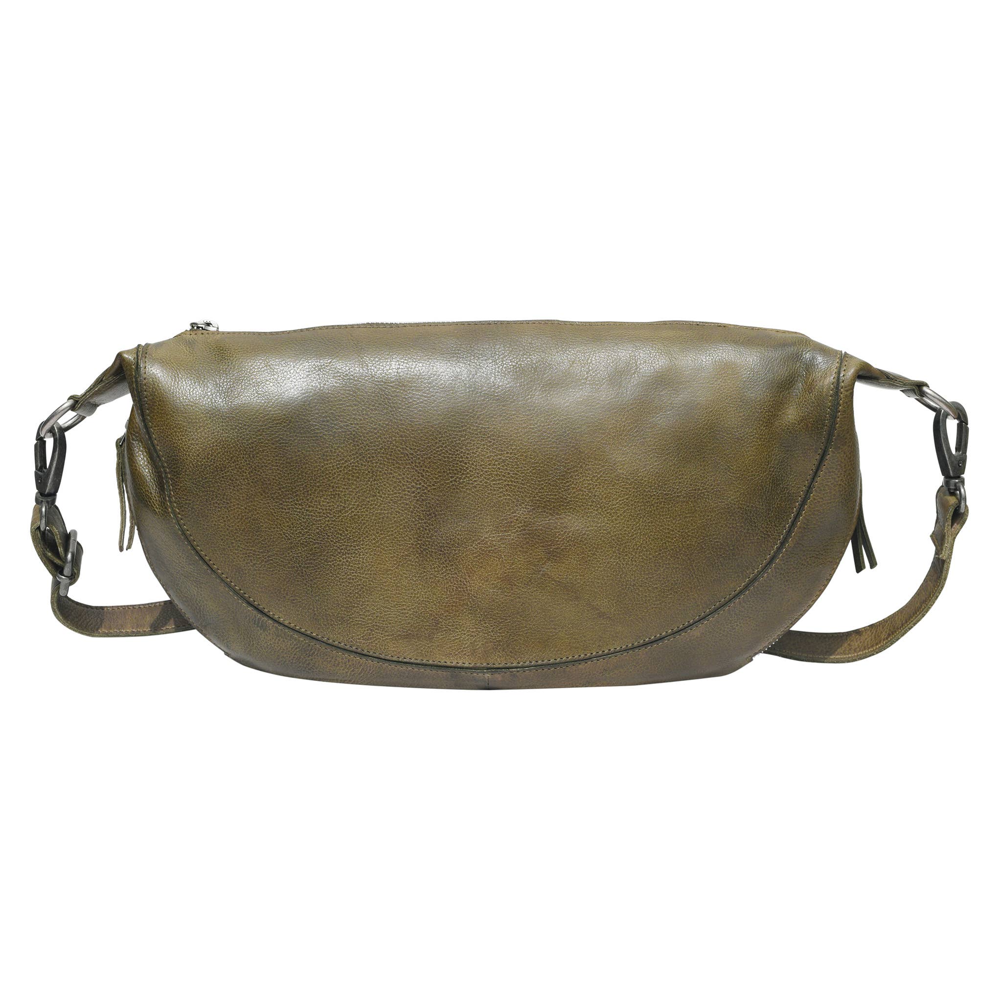 Jordan Handcrafted Leather Sling Bag: Moss