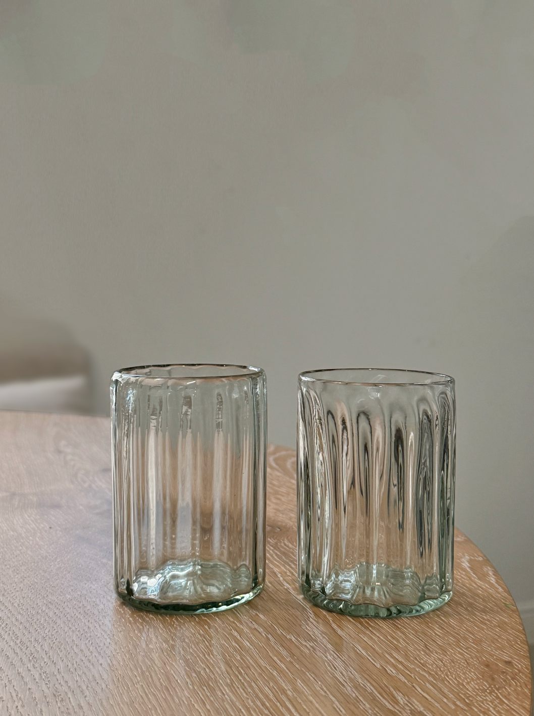 Handblown Fluted Tumbler: Medium / Flat Bottom