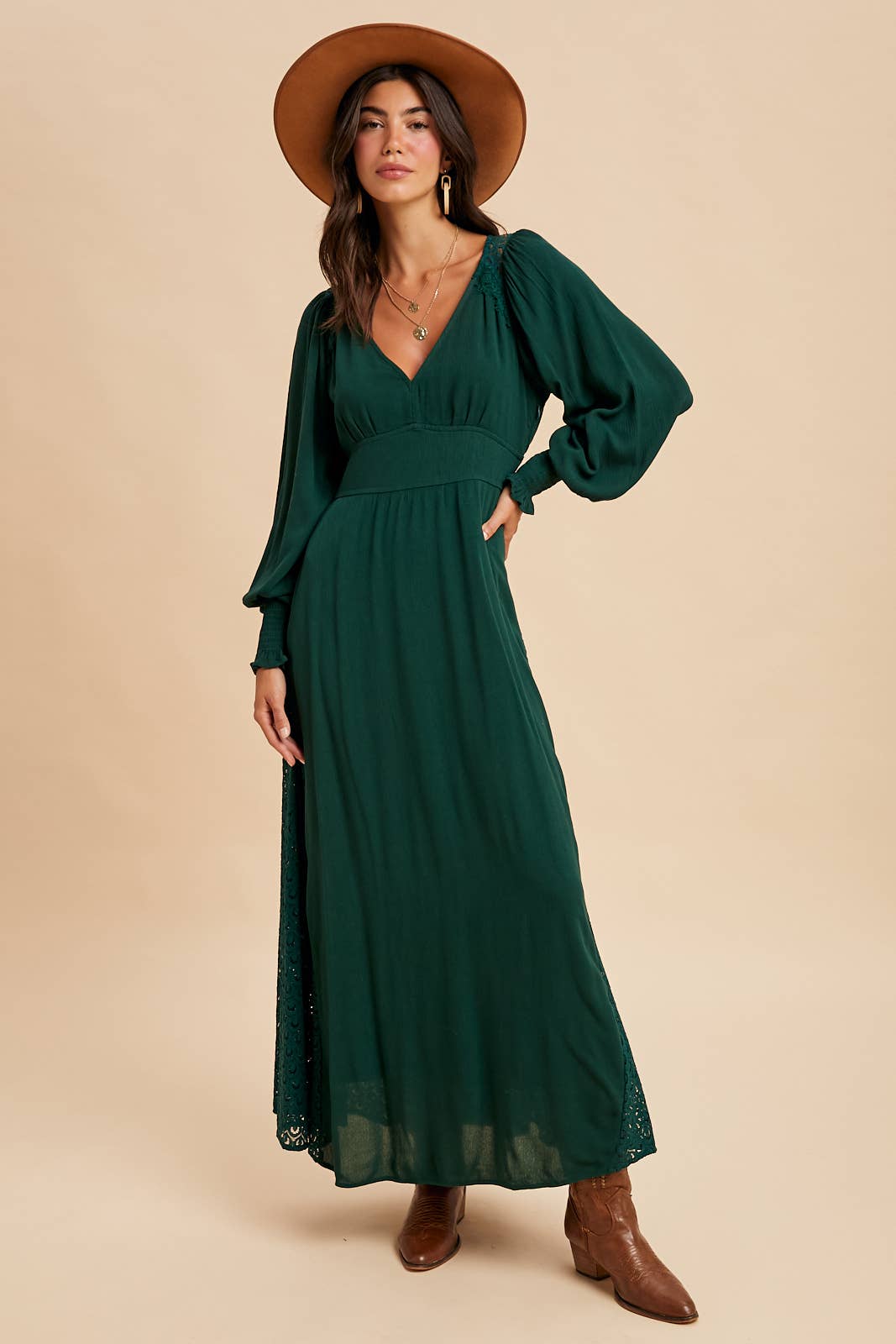 Lace Maxi Dress: Emerald