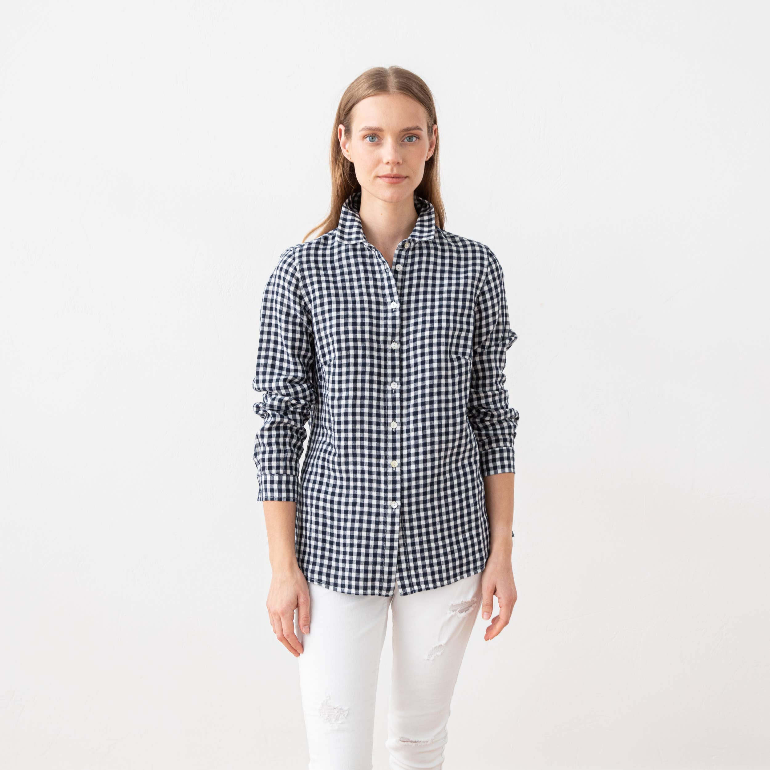 Navy Check Linen Shirt