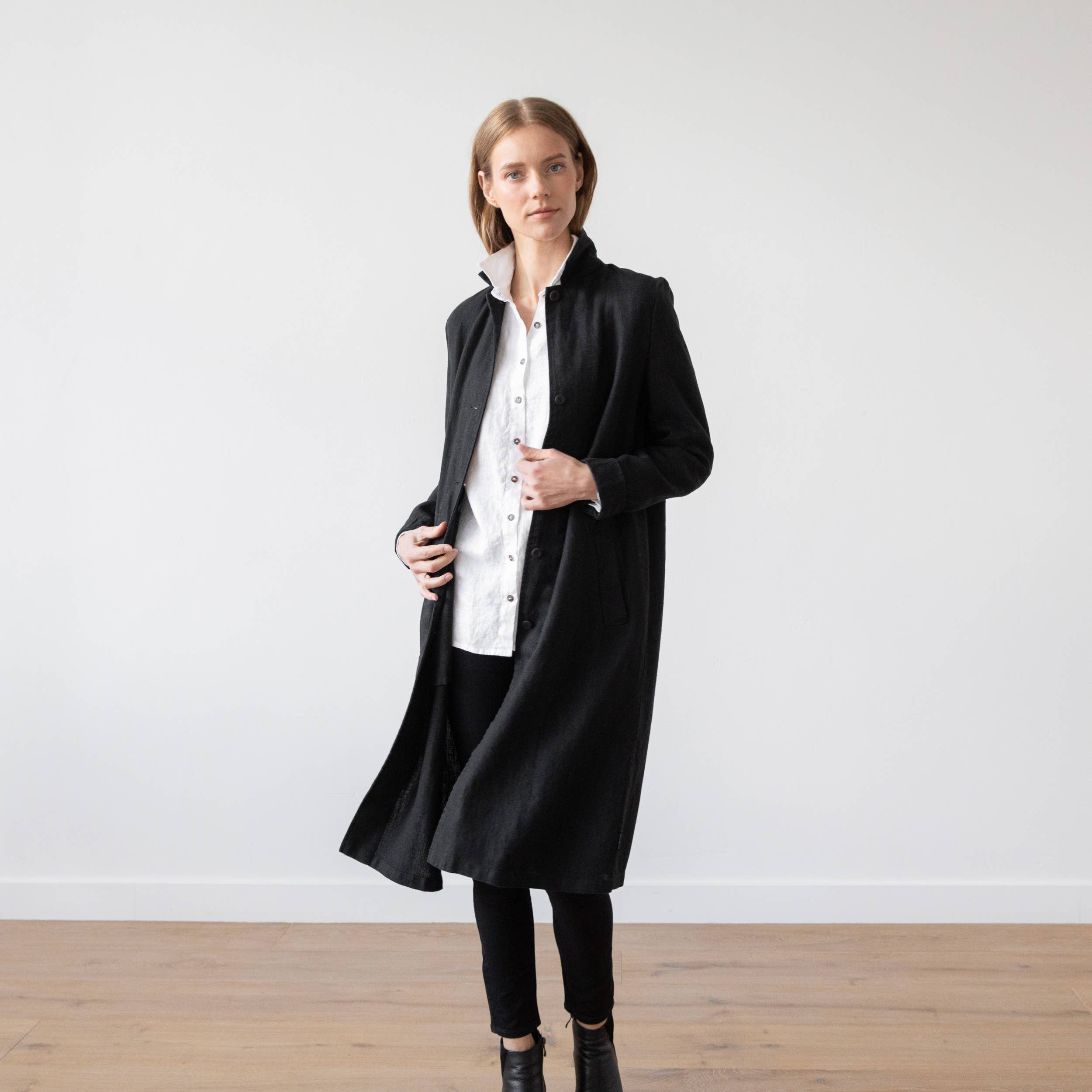 Long Black Linen Jacket