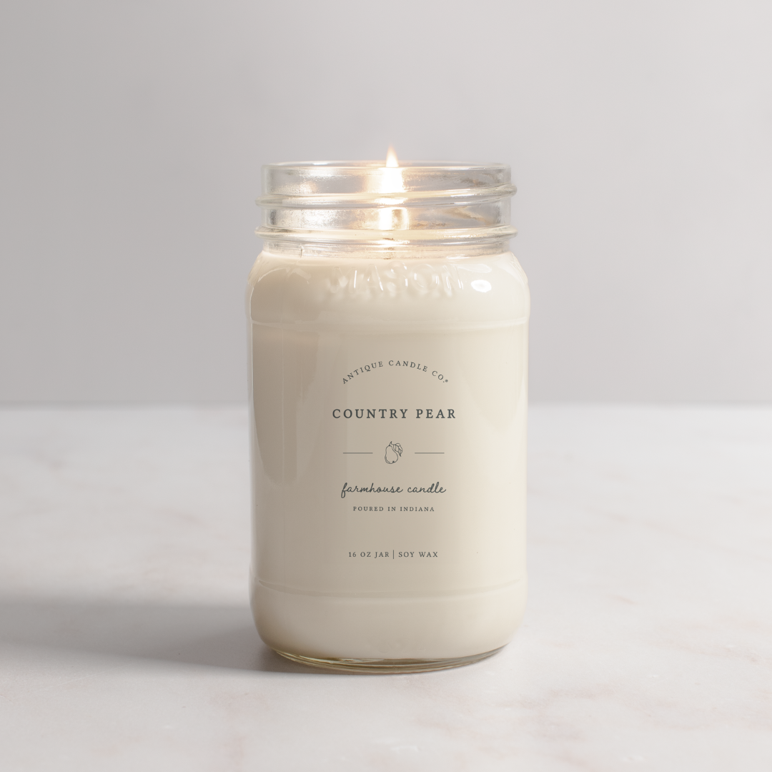 Country Pear - Soy Wax Mason Jar Candle: 16 oz