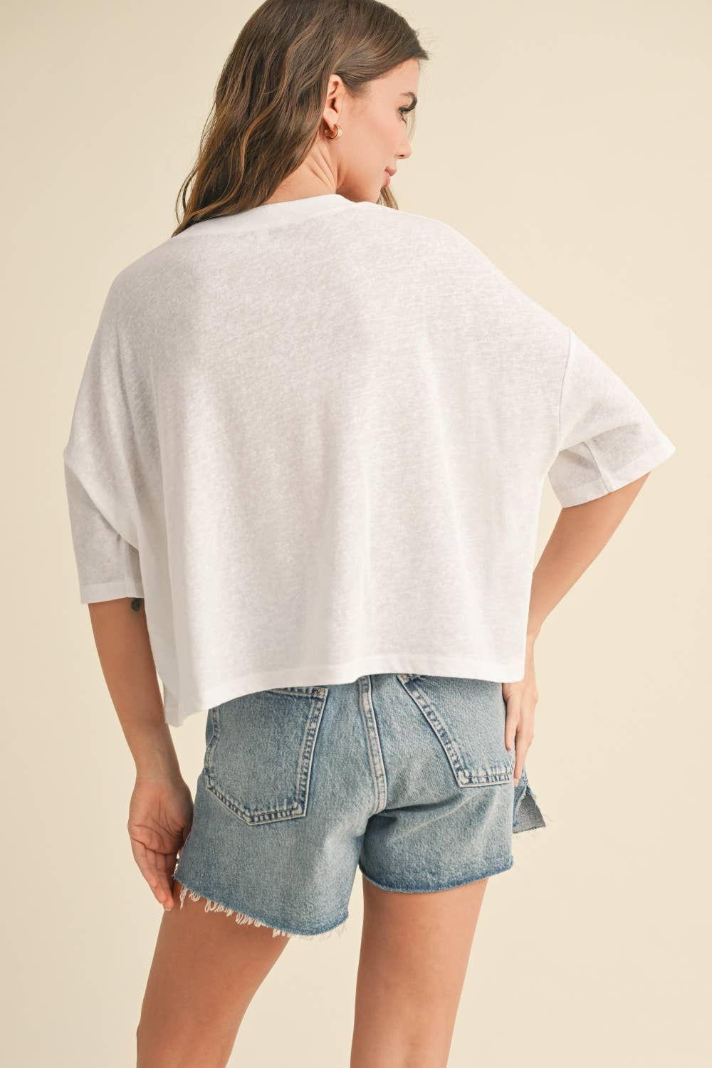Cotton Linen Tee: White